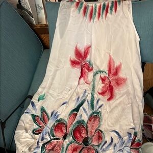 Floral Sleeveless Dress with Red and Green Accents